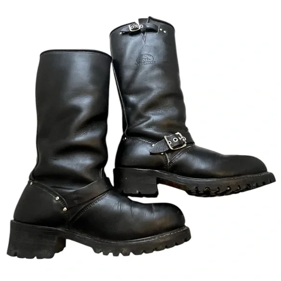 Vintage Carolina 16” Tall Engineer Harness Boots 9 R USA Made Steel Toe